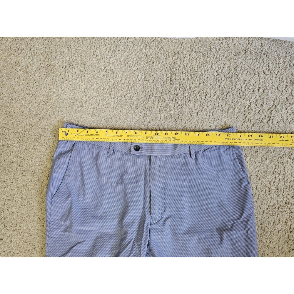 Uniqlo Pants Mens‎ 34x27 Blue Chino Stripes 88cm Preppy Casual Flat Front - Picture 4 of 7